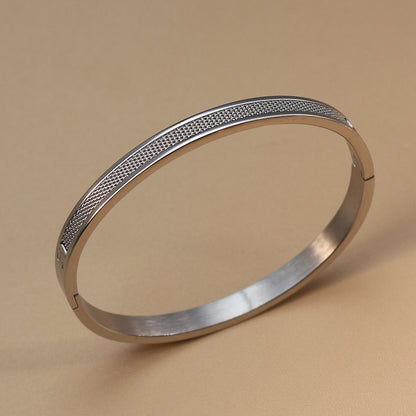 Women Punk 18k Gold Color Stainless Steel Statement Bracelet Bangle