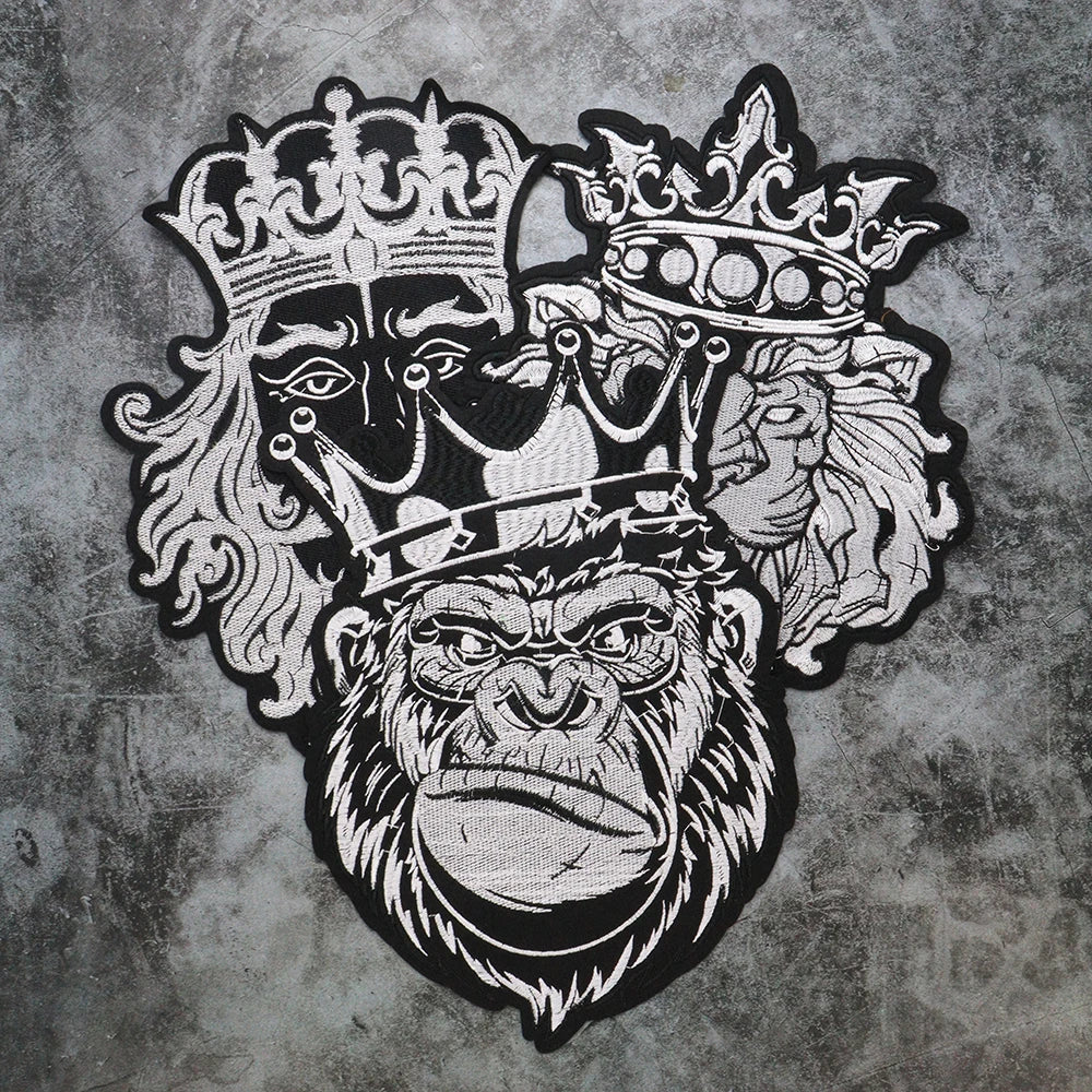 Embroidery Black White Crown Patch Appliques Iron on Patches Badge Clothes Sewing
