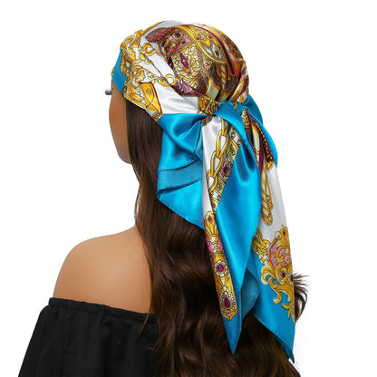 90cm Women Four Seasons Square Silk Satin Bandana Wrap Shawl Scarves Scarfs Sqk7