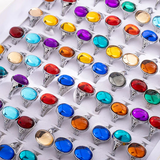 Wholesale 50pcs/lot Women's Vintage Glass Stone Rings