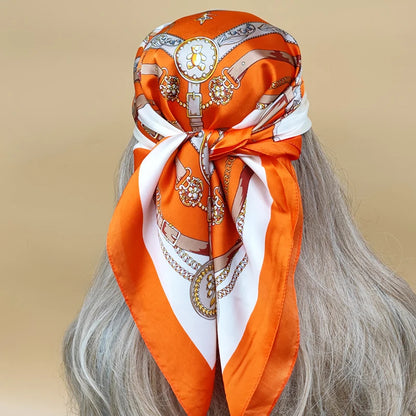 90cm Women Four Seasons Square Silk Satin Bandana Wrap Shawl Scarves Scarfs SRk3
