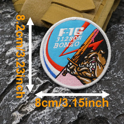 312th squadron(BONZO)-F-16 Embroidered Patch Iron-On Sewing Clothes Patches Applique