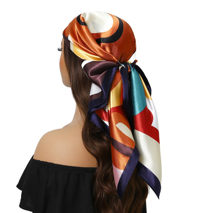 90cm Women Four Seasons Square Silk Satin Bandana Wrap Shawl Scarves Scarfs Spk8