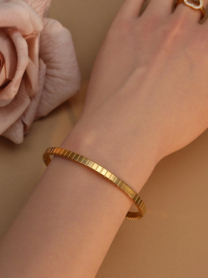 Vintage 18K Plated Stainless Steel Crystal Women's Fashion Bangles Bracelet