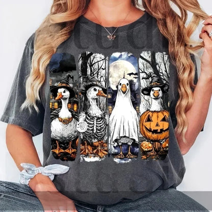 Halloween Ghost Goose Autumn DIY Iron-On Heat Transfer Sticker Decal T-shirts Sweatshirts Pillowcase Bag Clothes Decor