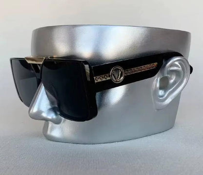 Men Women Punk Vintage Square Designer Letter V Driving UV400 Eyewear Sunglasses