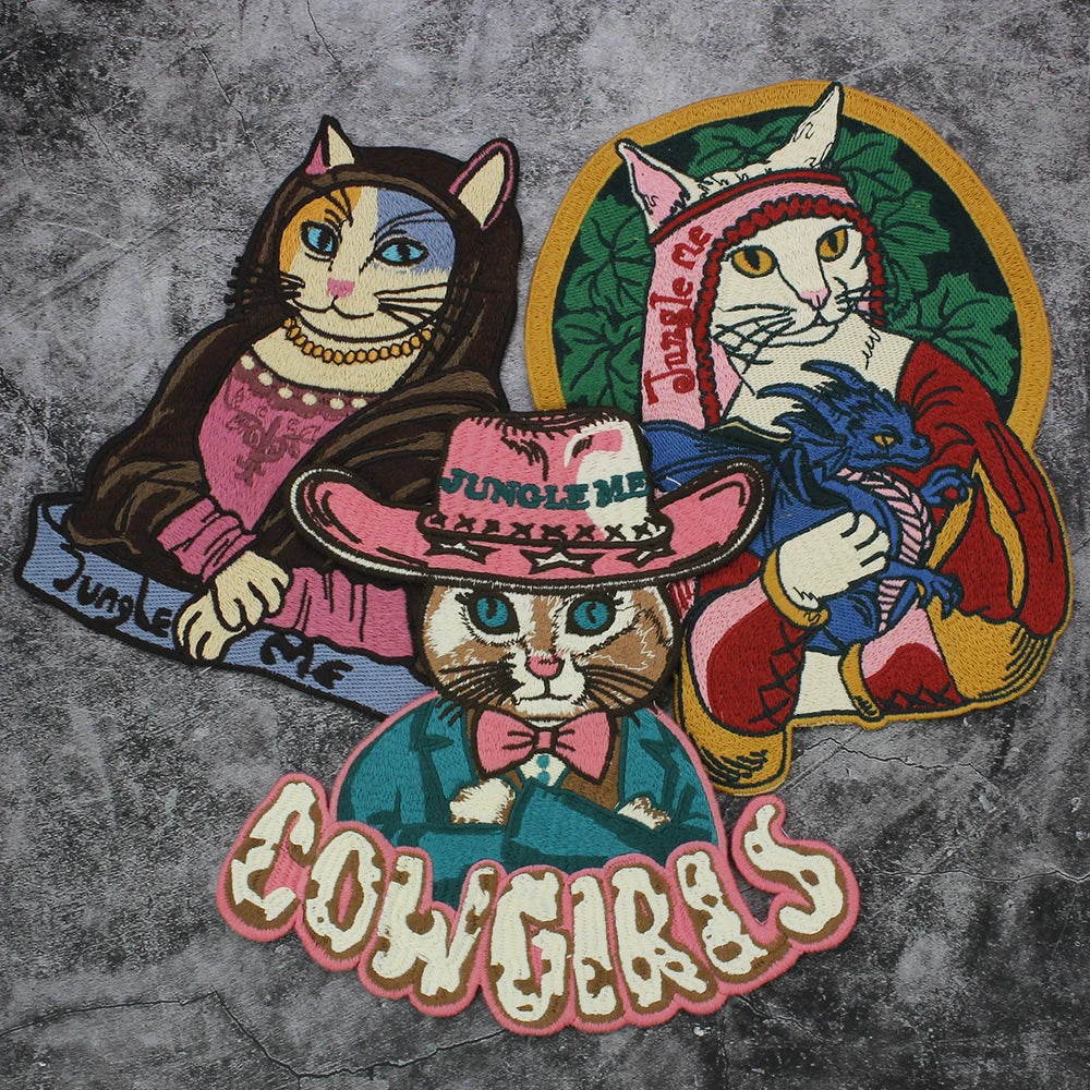 Embroidery Animal Hat Cat Sticker Patch Appliques Iron on Patches Badge Clothes Sewing