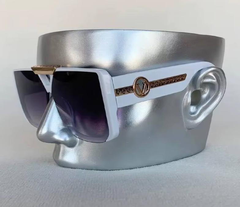 Men Women Punk Vintage Square Designer Letter V Driving UV400 Eyewear Sunglasses