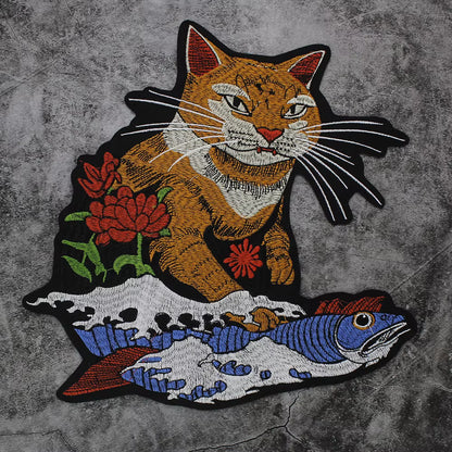 Catfish Embroidery Motif Patch Appliques Iron on Patches Badge Clothes Sewing