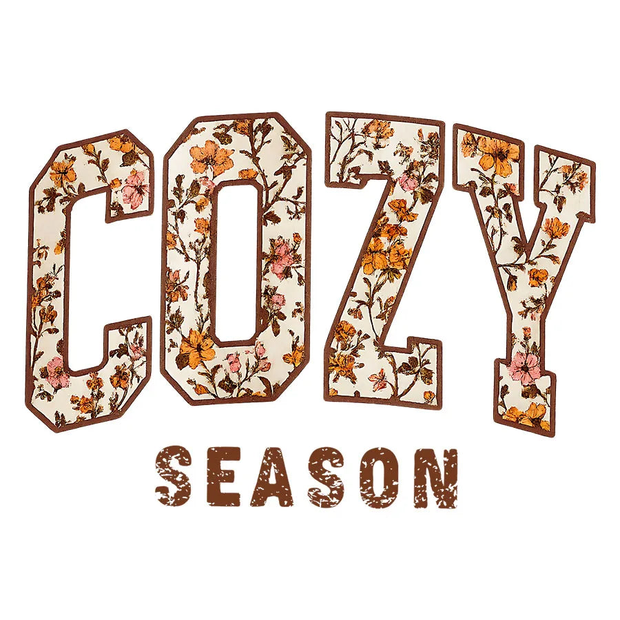 Cozy Season Fall Floral DIY Iron-On Heat Transfer Sticker Decal T-shirts Sweatshirts Bag Clothes Decor