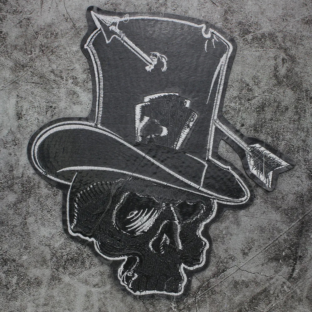 Poker Ace of Spades Embroidery Skull Iron Patch For Clothing Patches Punk Appliques sewing Sticker