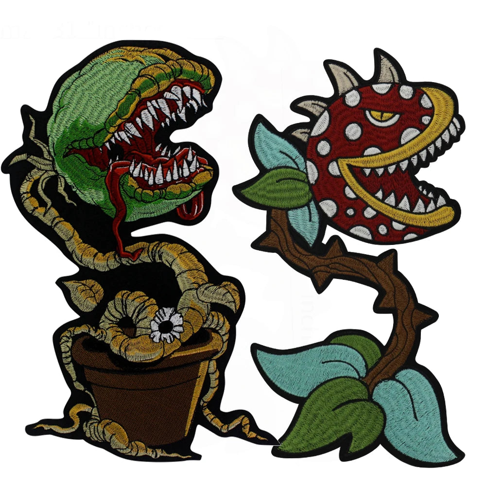 plant Cannibal flower Badges DIY Patc Iron on Embroidered  Applique Backpack Clothing