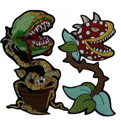 plant Cannibal flower Badges DIY Patc Iron on Embroidered  Applique Backpack Clothing