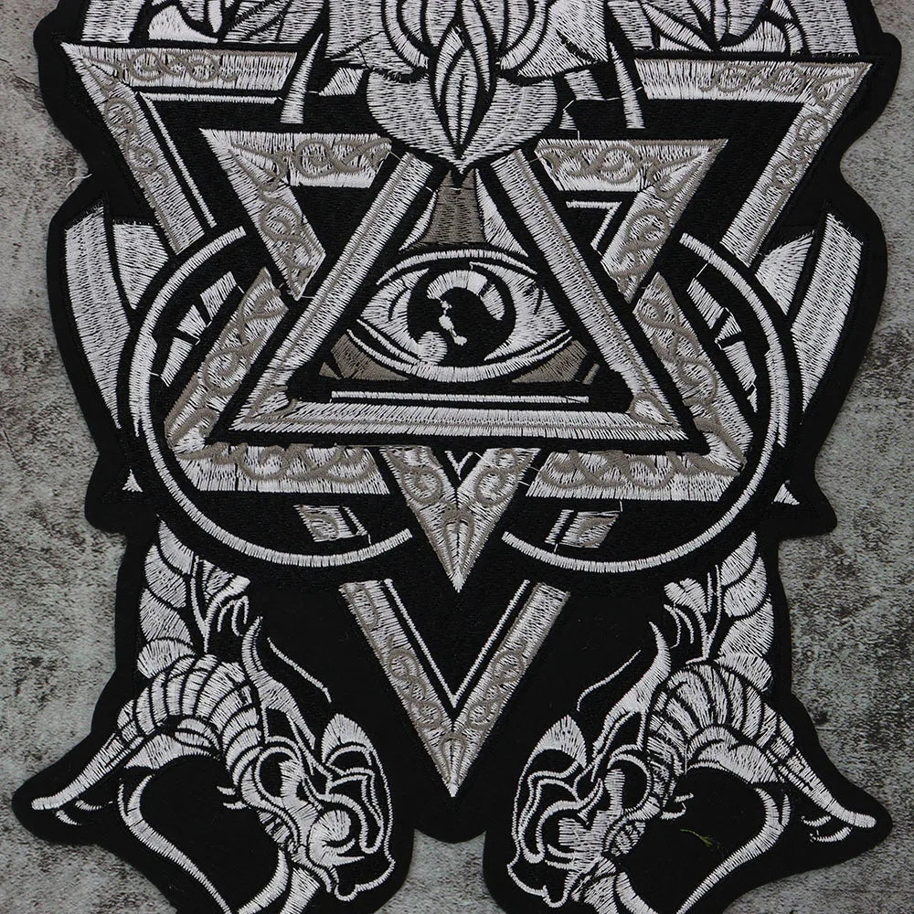 Fashion Punk Eye Skeleton Flower Biker Vest Embroidered Patch Iron On /sew on Clothes Patches