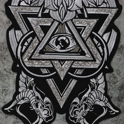 Fashion Punk Eye Skeleton Flower Biker Vest Embroidered Patch Iron On /sew on Clothes Patches