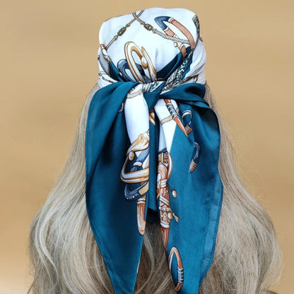 90cm Women Four Seasons Square Silk Satin Bandana Wrap Shawl Scarves Scarfs SRk3