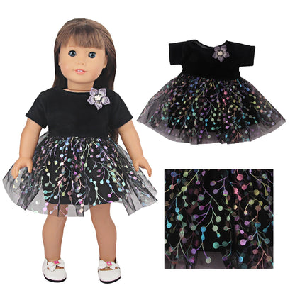 18 Inch 43 cm Baby Newborn Girl Black Mesh Skirt Princess Prom Dress Doll Toys