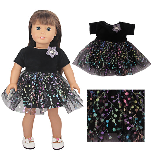 18 Inch 43 cm Baby Newborn Girl Black Mesh Skirt Princess Prom Dress Doll Toys