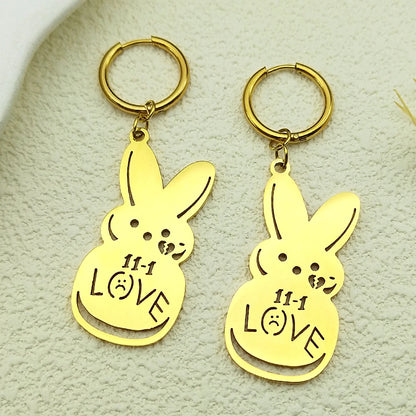 Women Men Kpop Lil Peep Rabbit Sad Stainless Steel Chain Necklace Pendant