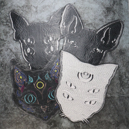 Embroidery Domineering Black Moon Cat Patch Appliques Iron on Patches Badge Clothes Sewing