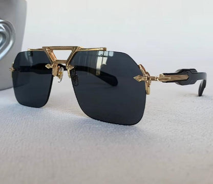 Men Women Retro Vintage Punk Designer Square Rimless Oversized Shades Sunglasses Eyewear