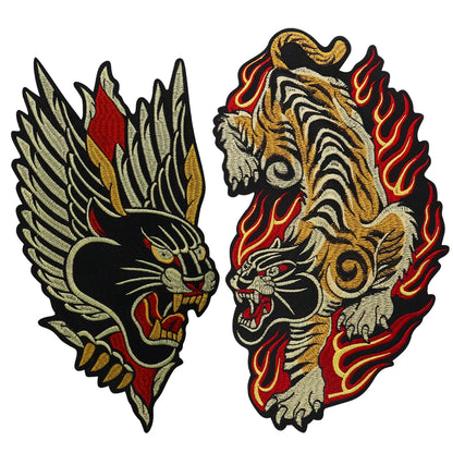 Golden Torch Leopard Embroidery Patch Appliques Iron on Patches Badge Clothes Sewing