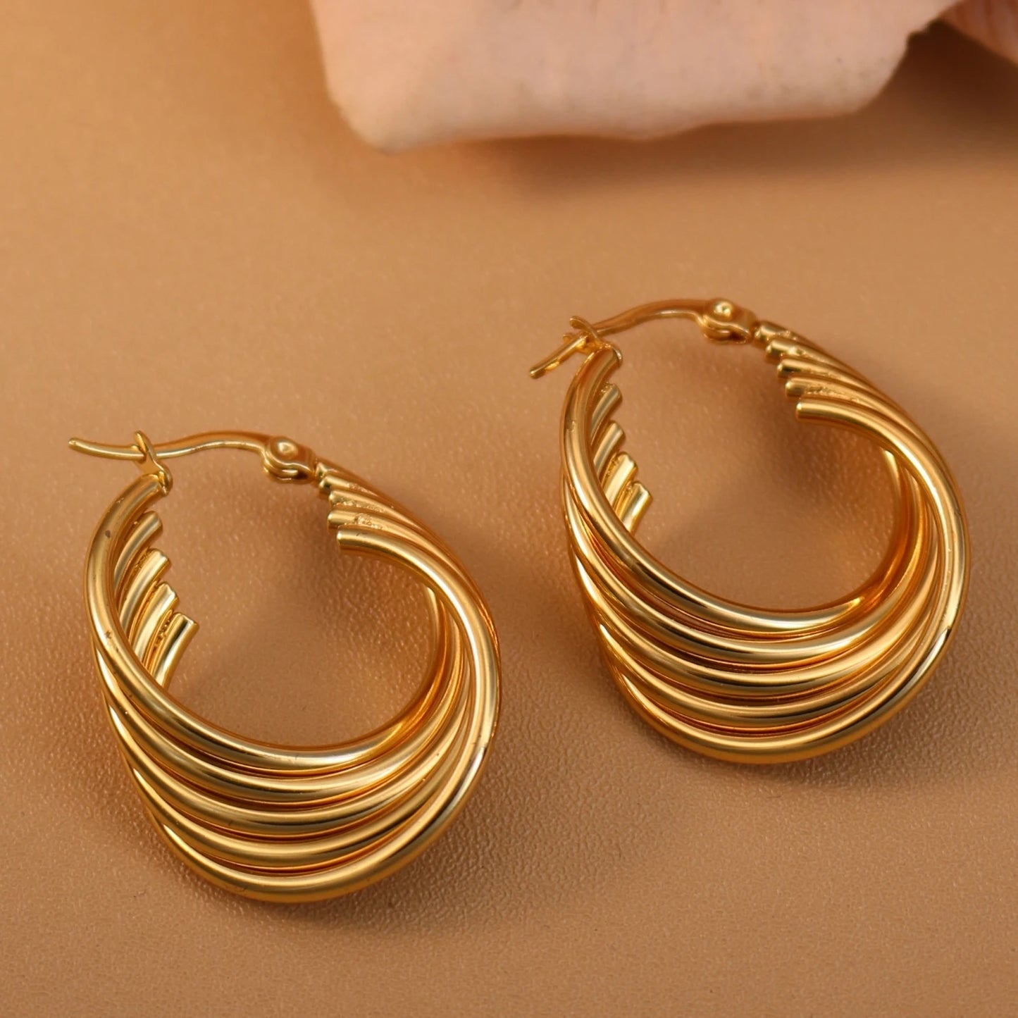 Women 18K Gold Plated Stainless Steel Fashion Wedding Party Earrings Jewelry Party Gift