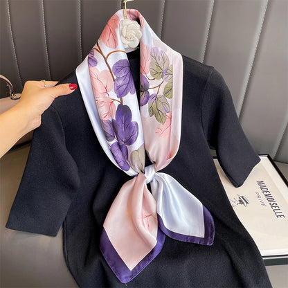 90cm Women Fashion Printed Silk Like Square Scarf Bandana Shawl Wrap Scarves