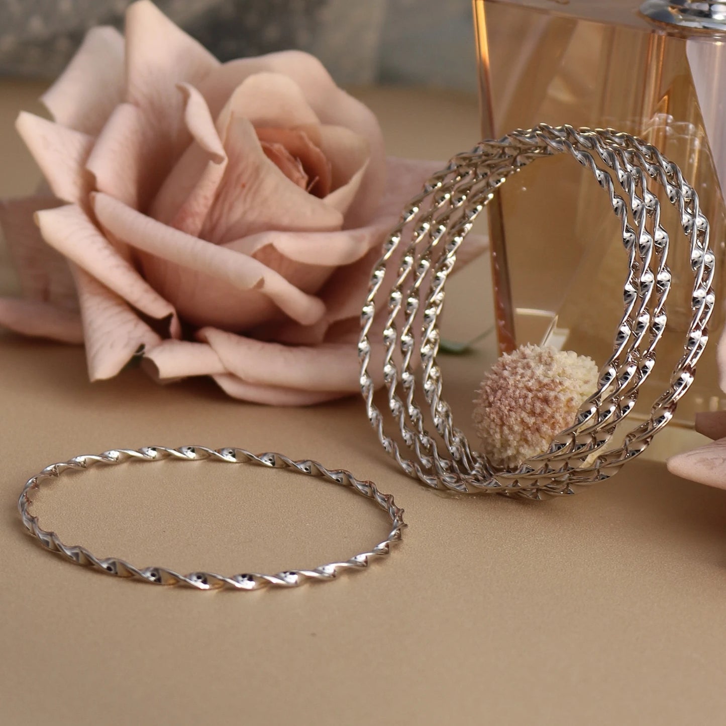 7pcs Stacking Bangle Design Roman Style Stainless Steel Gold Color Bracelet Gifts