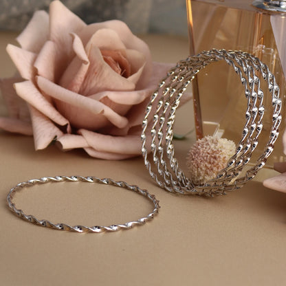 7pcs Stacking Bangle Design Roman Style Stainless Steel Gold Color Bracelet Gifts