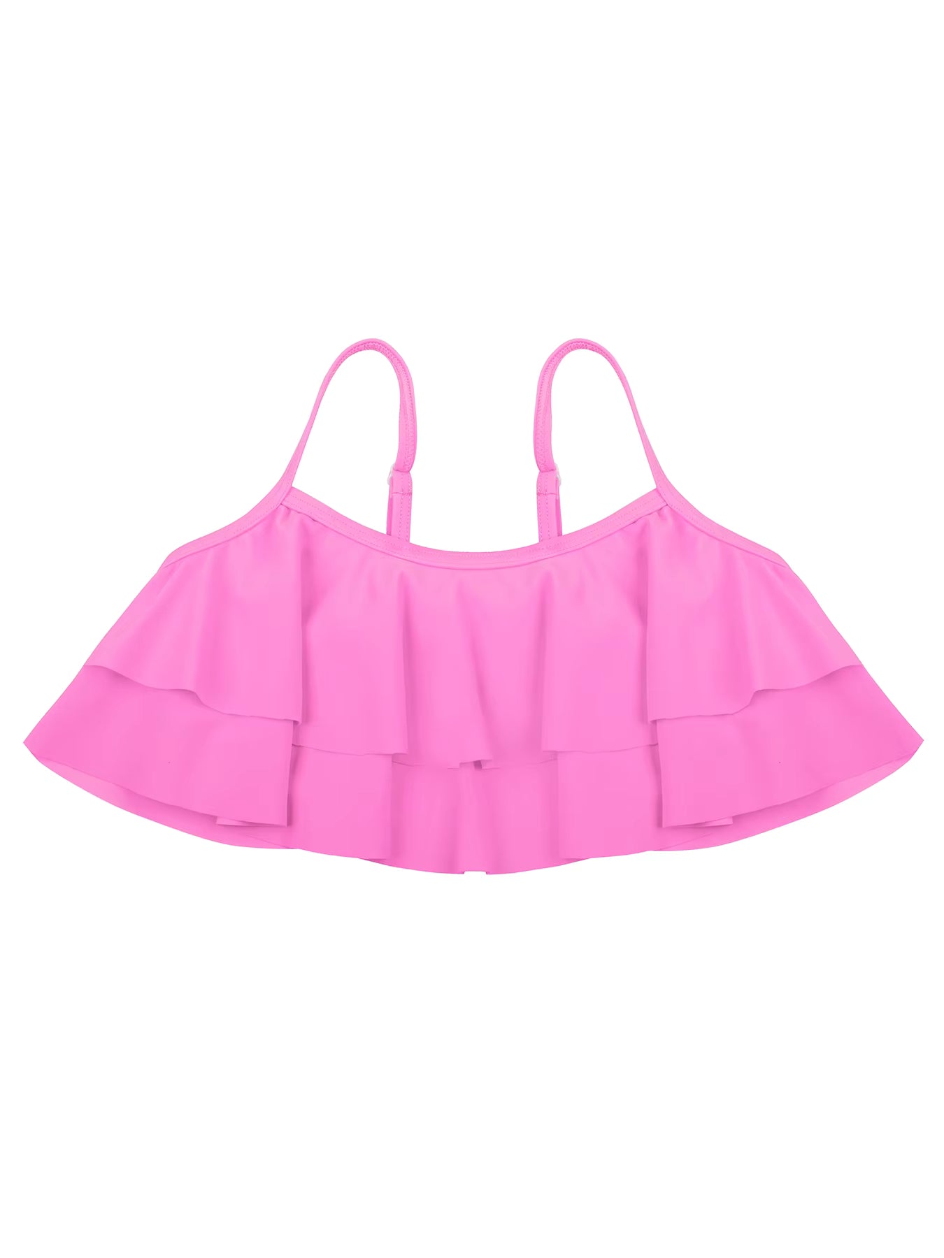 2pcs Kids Girl Sleeveless Pink Ruffle Crop Tops Scale Print Swim Briefs Swimming Suit