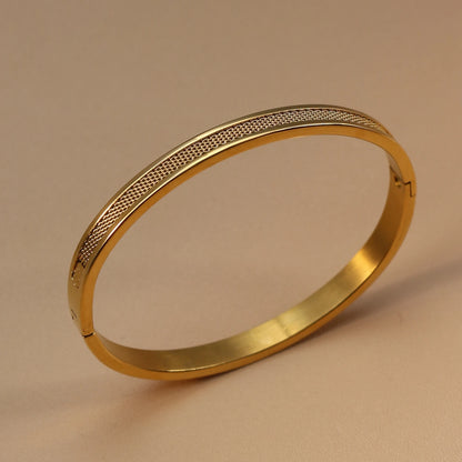 Women Punk 18k Gold Color Stainless Steel Statement Bracelet Bangle