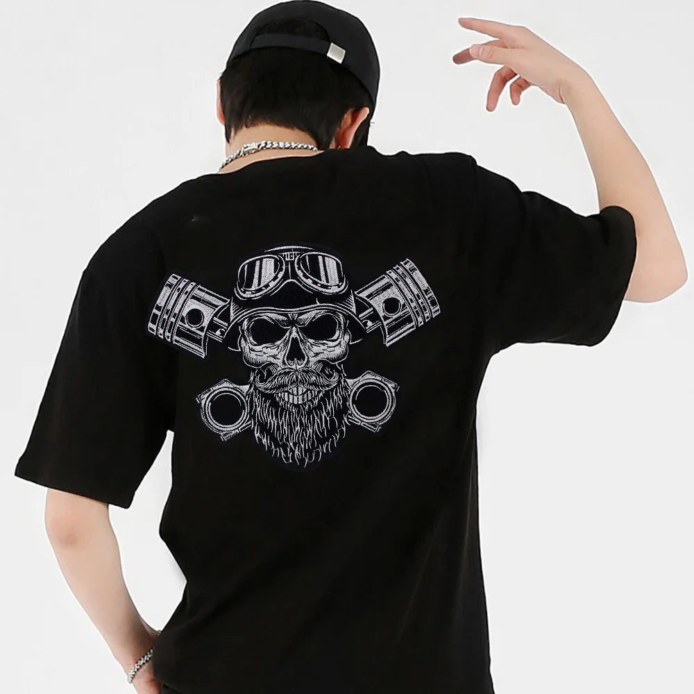 Letter Punk Skull Patch Biker Rock Large Embroidered Patch Appliques Iron on Patches Badge Clothes Sewing