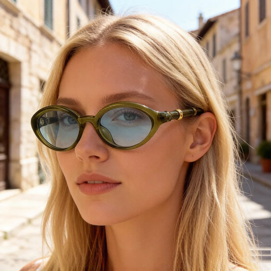 Women Men Rivets Shades Fashion Designer Retro Small Oval Sunglasses Eyewear Glasses UV400