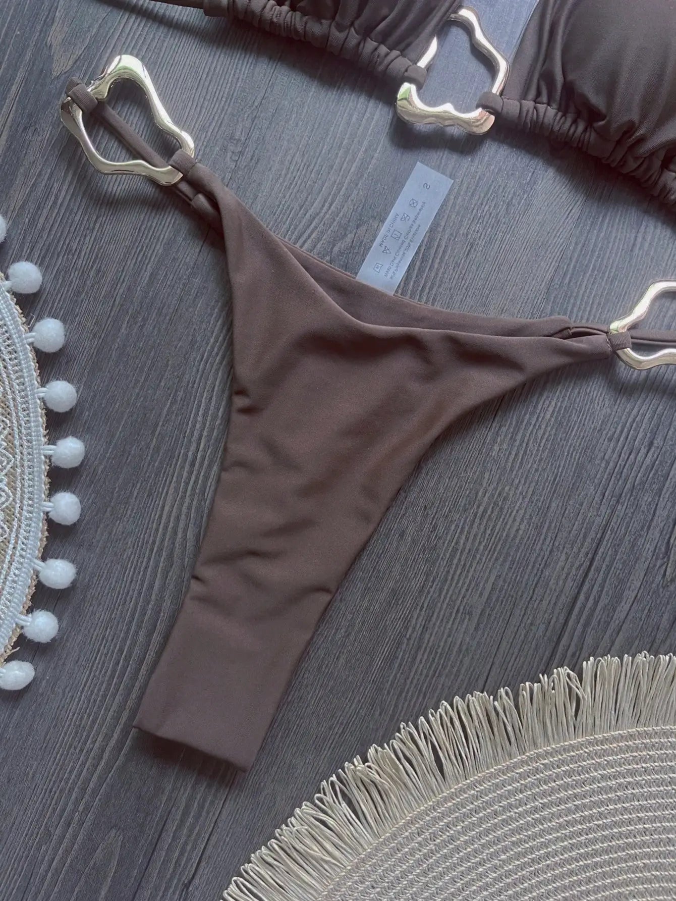Women Bikini Solid Color Lace-up Split Two-piece Swimsuit Swimwear Suit