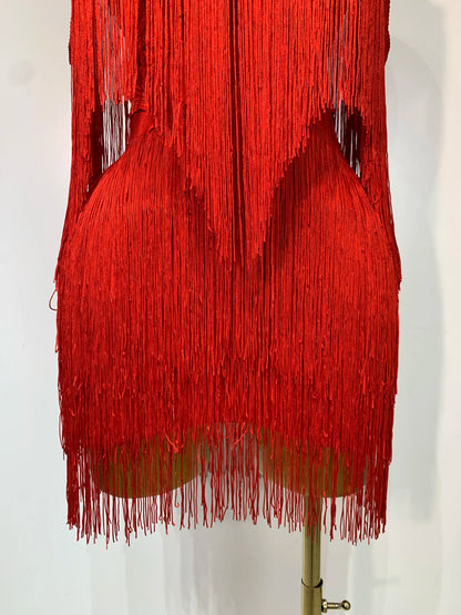 Sexy Strapless Tassel Off Shoulder Bandage Celebrity Evening Party Mini Birthday Dress
