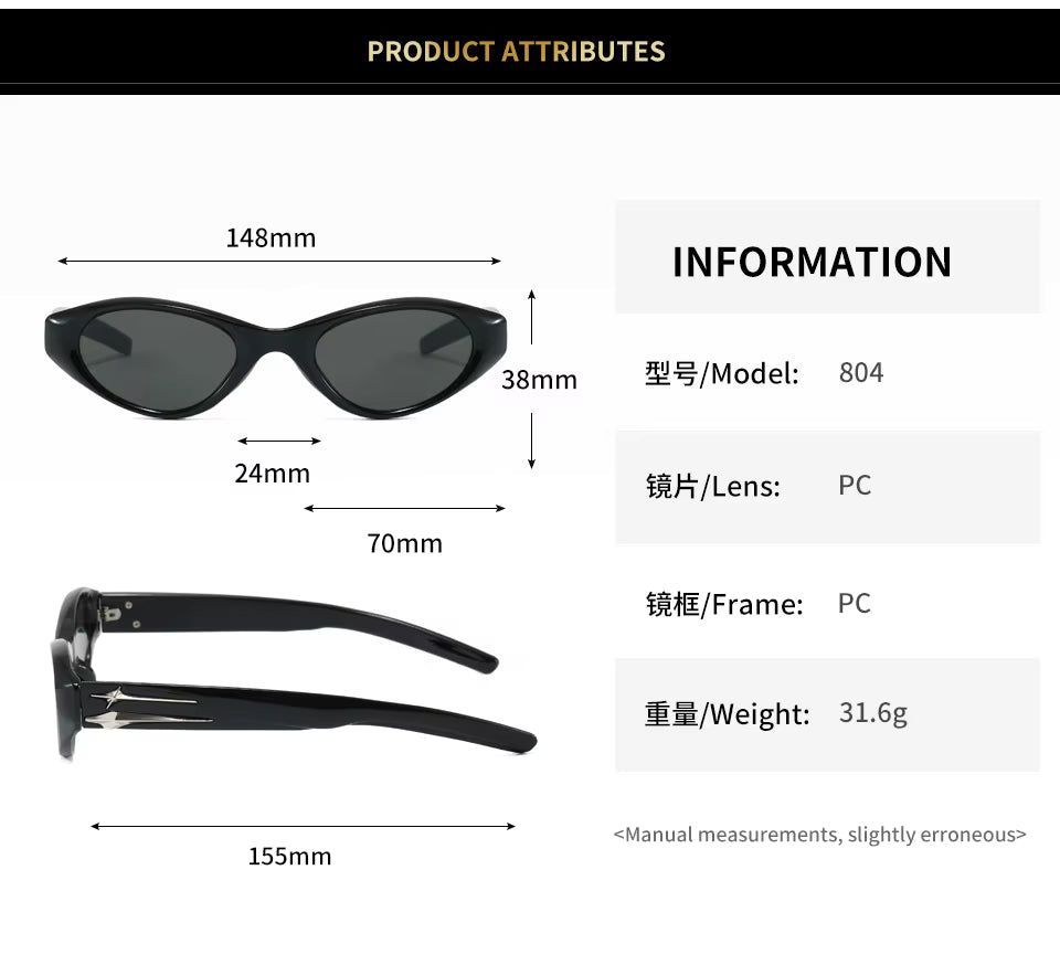 Women Y2k Cat Eye Designer Punk Eyeglasses Driving Eyewear Sunglasses