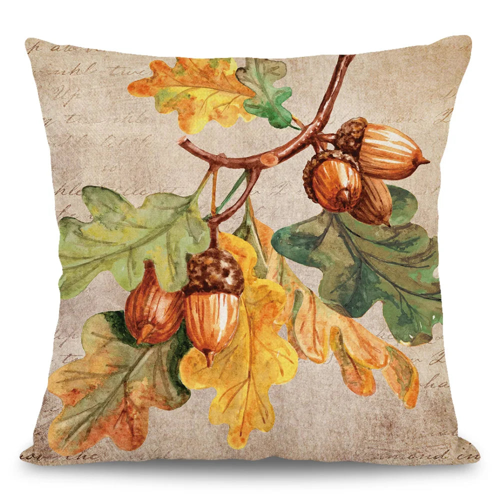 Maple Leaf Polka Dot Design Thanksgiving Cushion Cover Pillowcase Decor