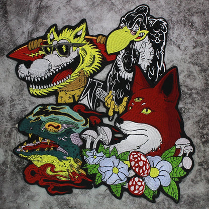 Toad Crow Foxes Dog Animal Embroidery Patch Applique Punk patches for clothing Iron On badges