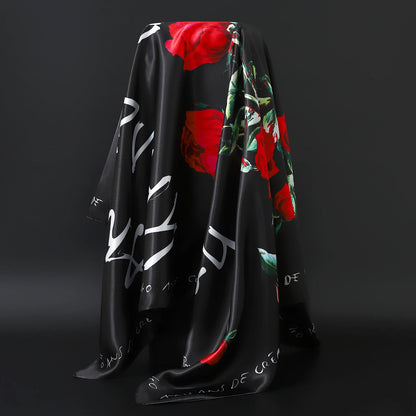 90cm Women Four Seasons Square Silk Satin Bandana Wrap Shawl Scarves Scarfs gfK4