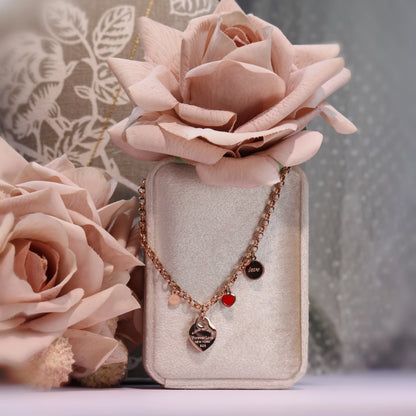 Women Fashion Stainless Steel Gold color Bangle LOVE Heart Pendant LOVE Bracelet
