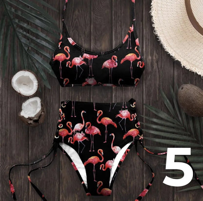 Women Swimsuit High Waist Bandage Sport Swimwear Bikini Push Up Beachwear Bathing Suit