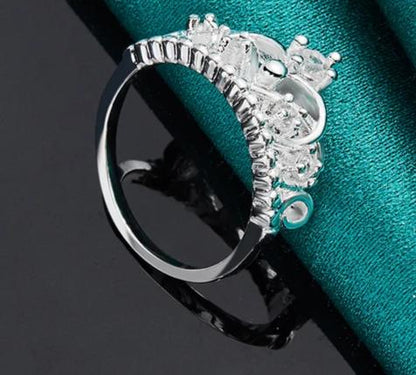 925 Sterling Silver Crown Zircon Woman Fashion Wedding Engagement Party Gift Charm Ring