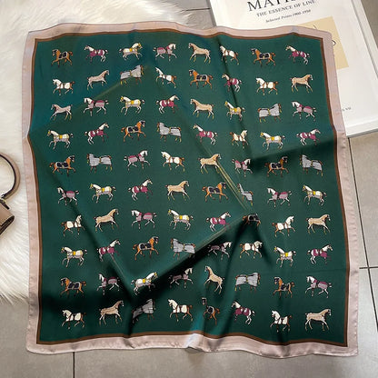 Women Fashion Silk Satin Cats Pets Printed Wrap Scarf Bandana Scarves