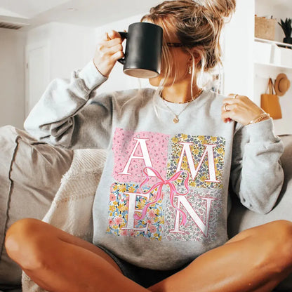 Floral Amen Bible Verses DIY Iron-On Heat Transfer Sticker Decal T-shirts Sweatshirts Bag Clothes Pillow Decor