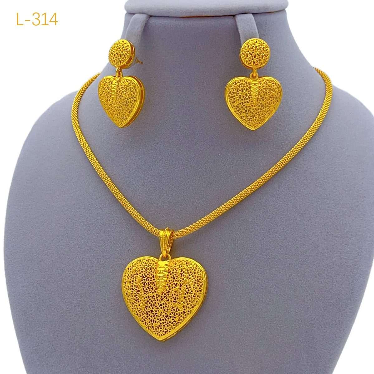 African 24K Gold Plated Women Droplet Dubai Indian Bridal Wedding Party Necklace Earrings Jewelry Set