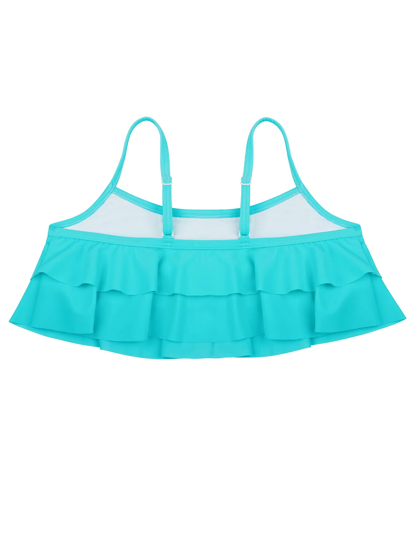 2pcs Kids Girl Sleeveless Pink Ruffle Crop Tops Scale Print Swim Briefs Swimming Suit