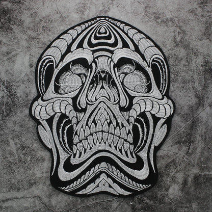 Black White Skull Embroidered Patch Appliques Iron on Patches Badge Clothes Sewing