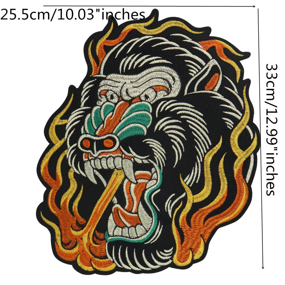 Punk Dragon Eagle Animal Large Embroidered Patch Appliques Iron on Patches Badge Clothes Sewing