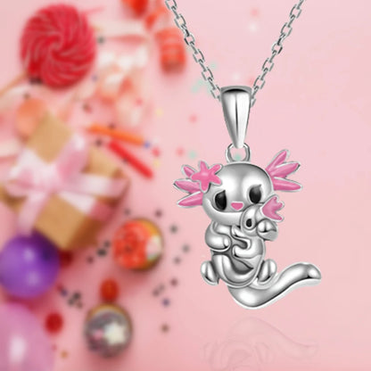 Women Cartoon Animal Parent-child Axolotl Pendant Necklace